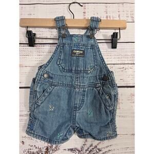 OshKosh B'gosh baby denim shortalls 9M Nautical Anchor Embroidered Overalls